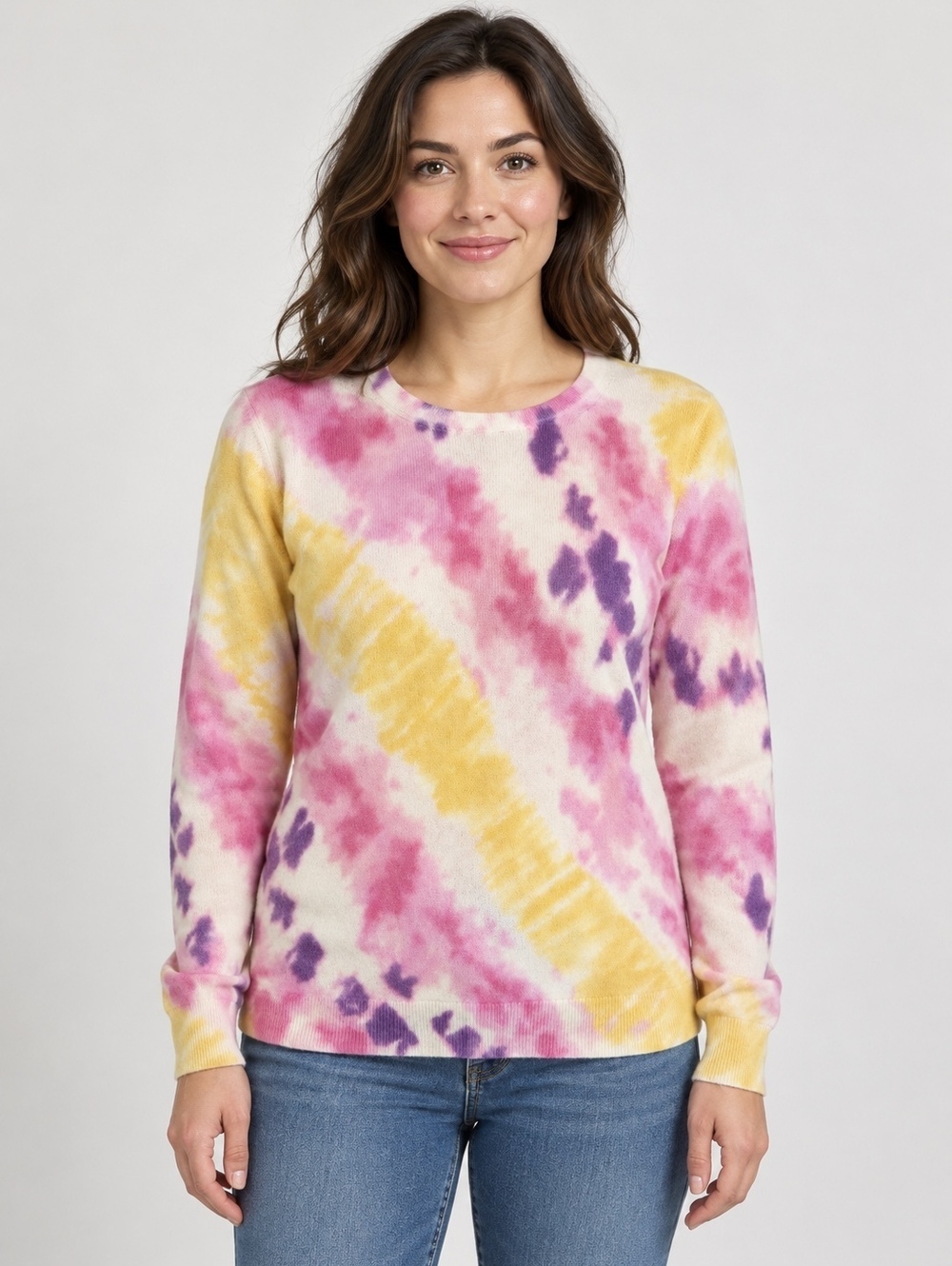 Charter Club Luxury 100% Cashmere Tie-Dye Crewneck Sweater Large